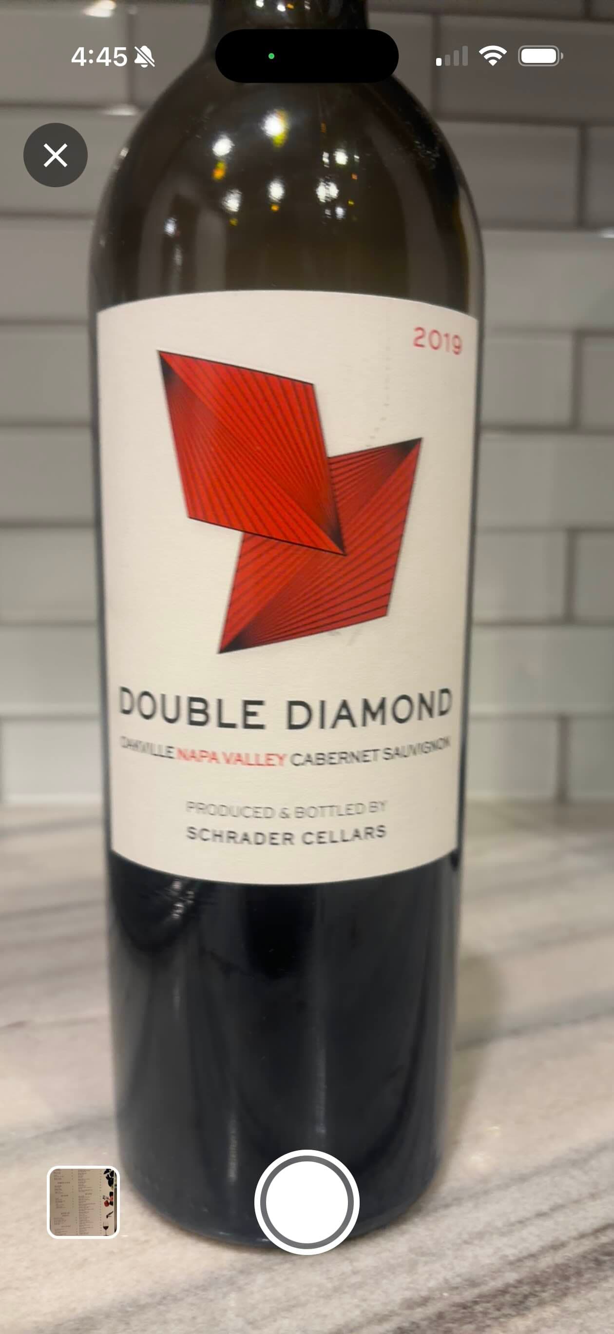 Scanning a wine bottle